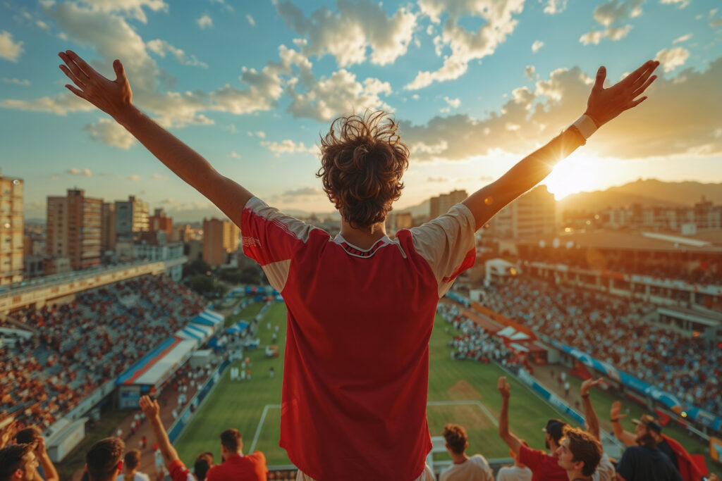 world cup 2026 stadium travel guide showing a train platform with fans heading to a stadium representing how to travel to world cup venues like gillette stadium and metlife stadium